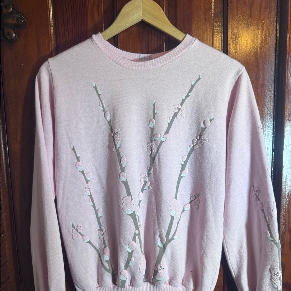 Pink Floral Embroidered Sweater